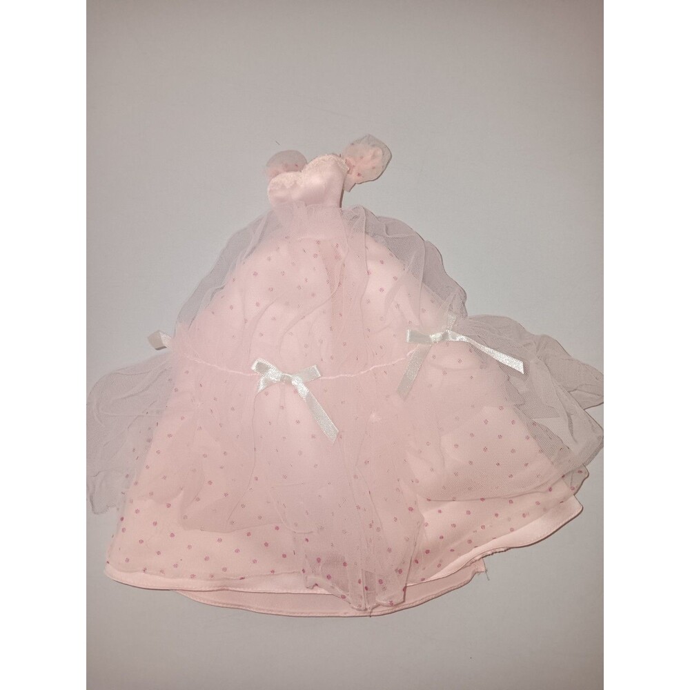 Collector Barbie Pink Sheer Doll Polkadots Bow Dress Gown Fashion Collectibles